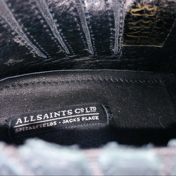 All Saints Black Leather Utilitarian Western Ankle Boots/Booties size 40 | US 10 - Picture 10 of 13